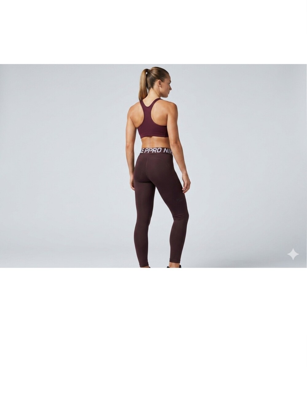 Nike Pro Womens Small Brown Leggings Athletic Branded Waistband Exc Con